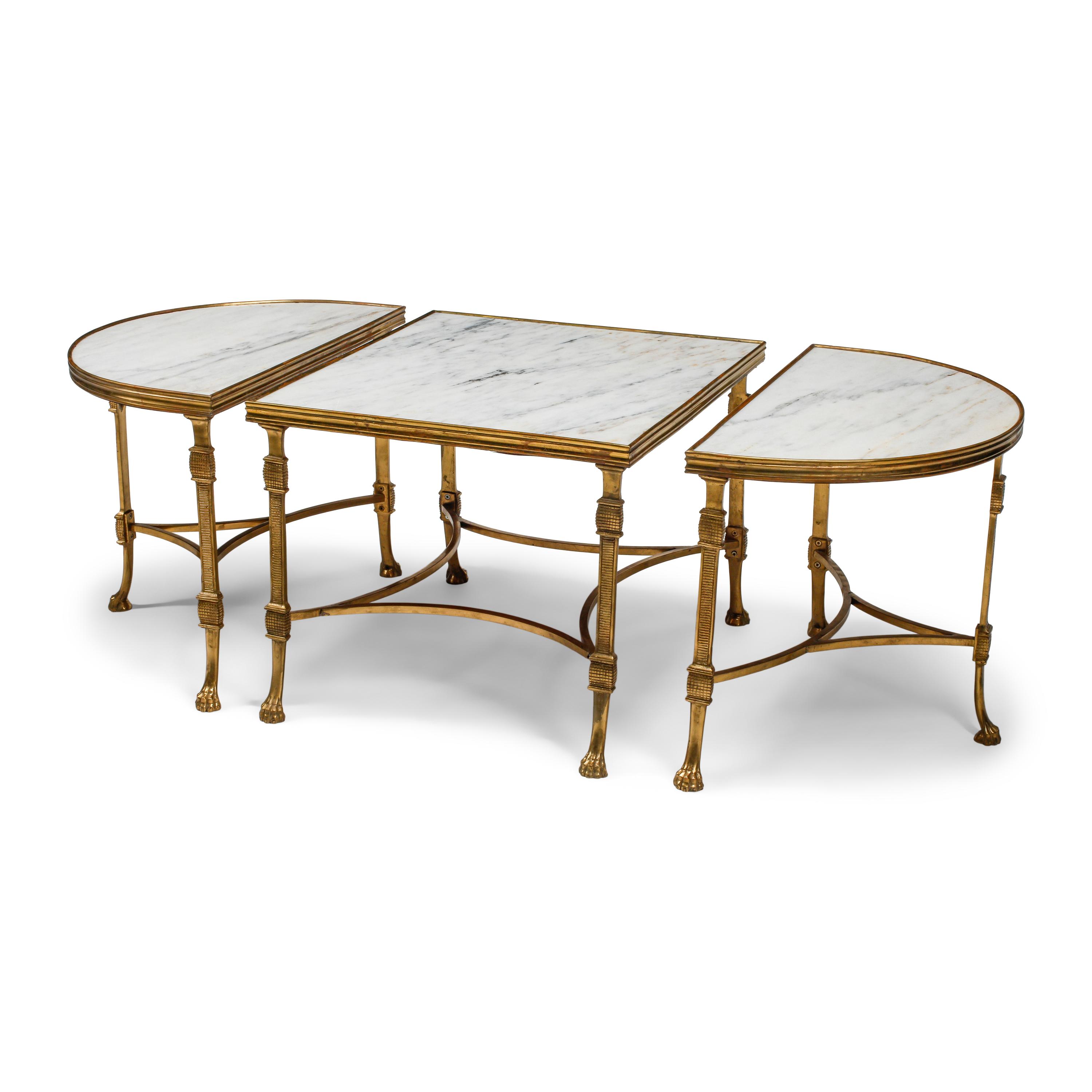 A French Neoclassical Style Gilt Bronze and Marble Three-Part Low Table