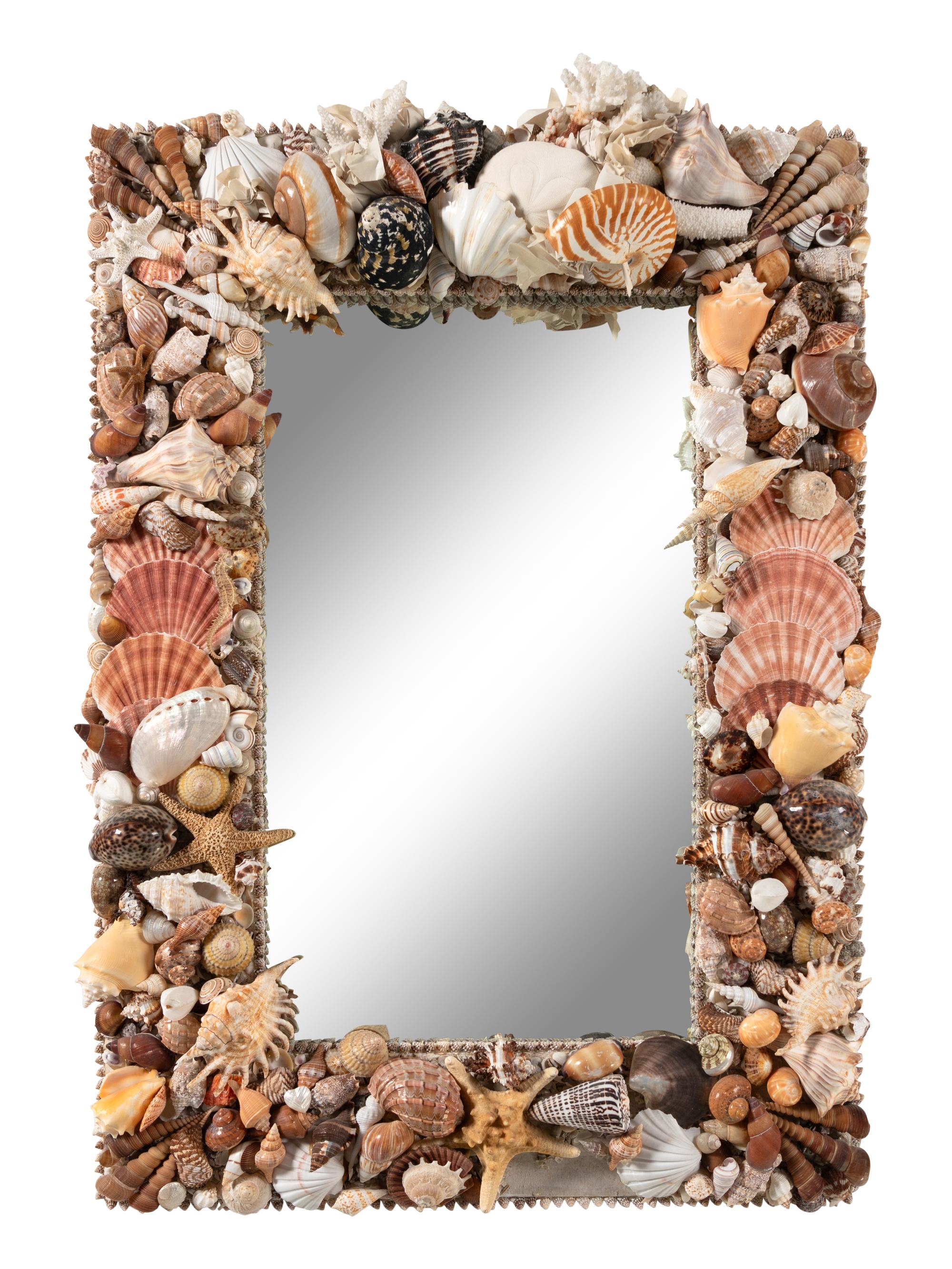 A Pair of Grotto Style Shell-Encrusted Mirrors