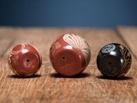 Miniature Sgraffito Seed Jars, with Mallards and Quail