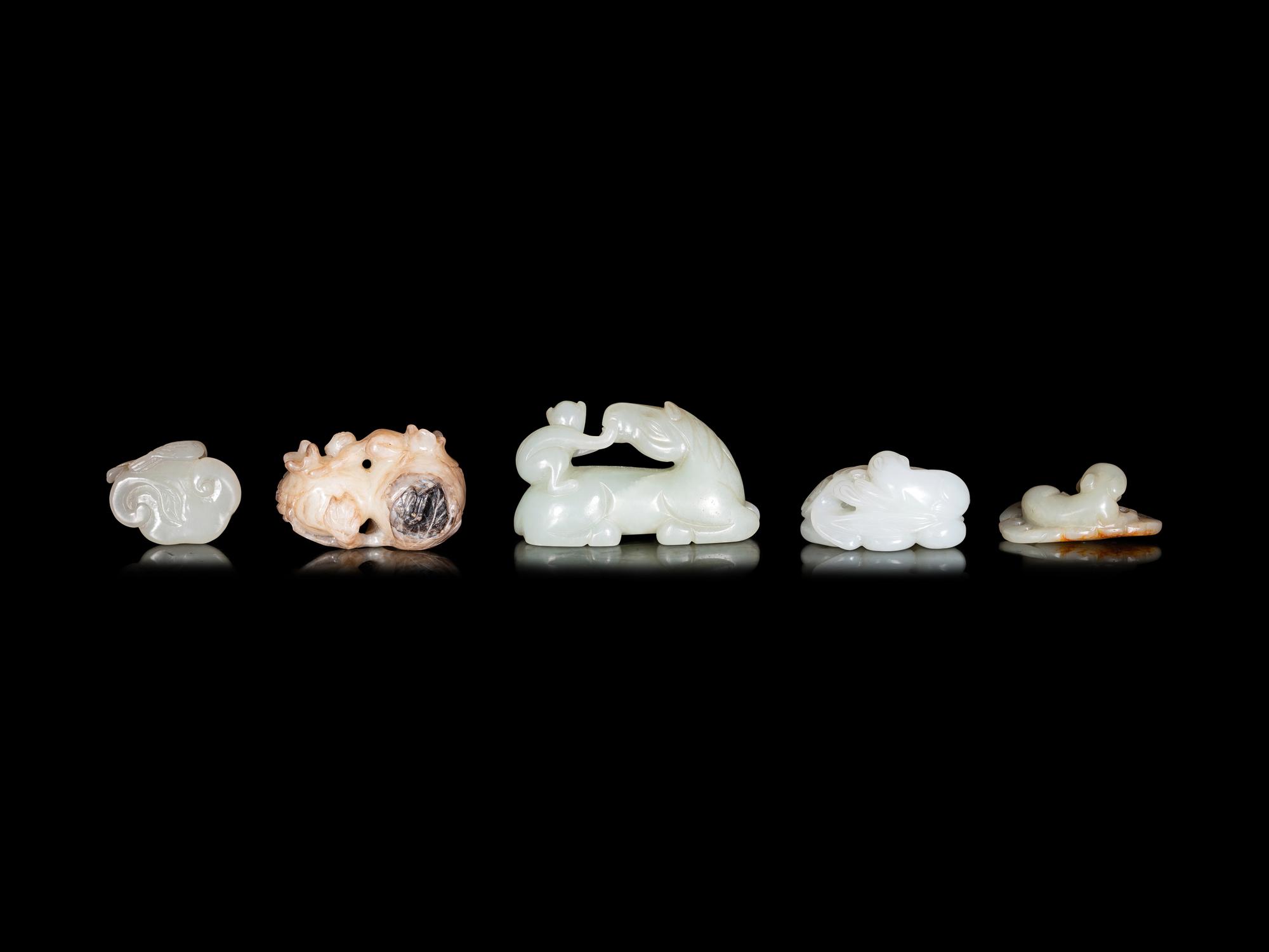 Five Chinese Carved Jade Figures