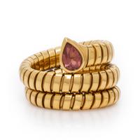 Bulgari, 'Serpenti', Pink Tourmaline and Yellow Gold Tubogas Ring