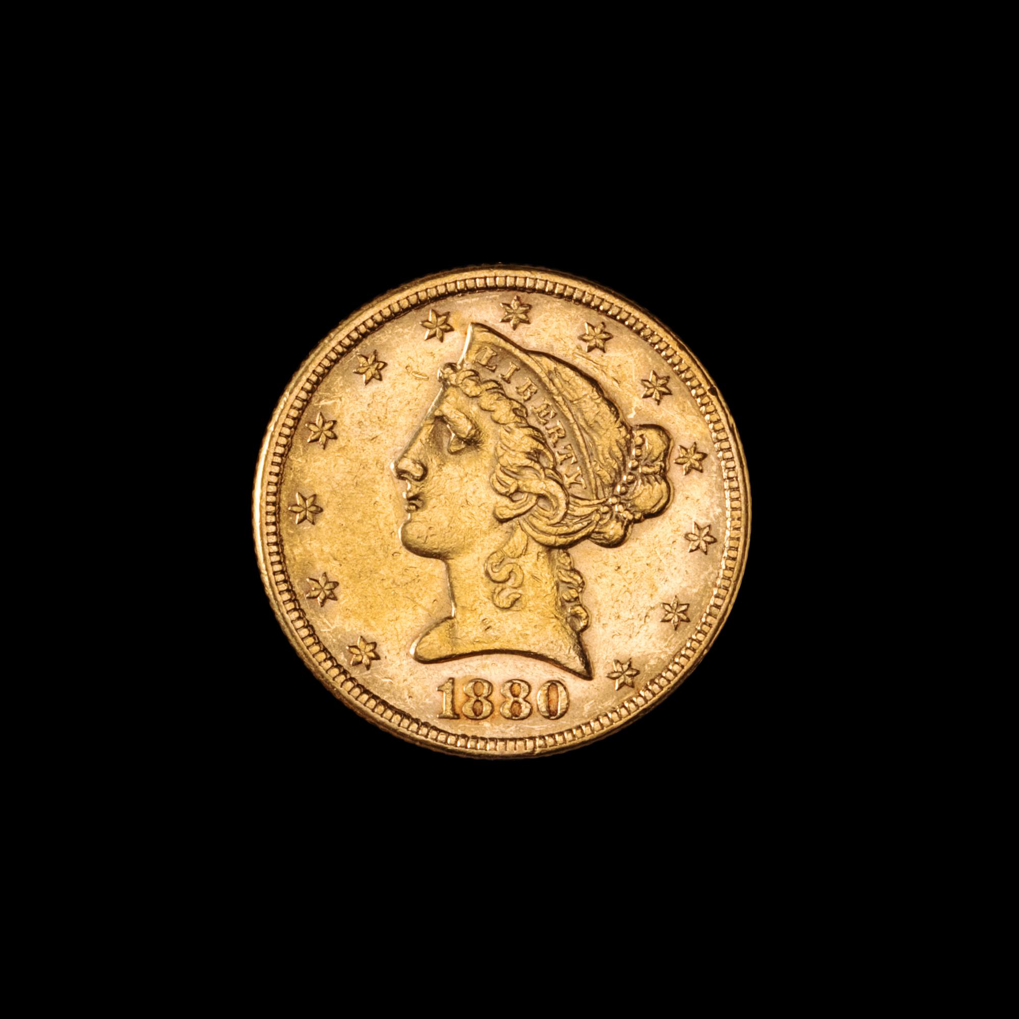 A United States 1880 Liberty Head $5 Gold Coin