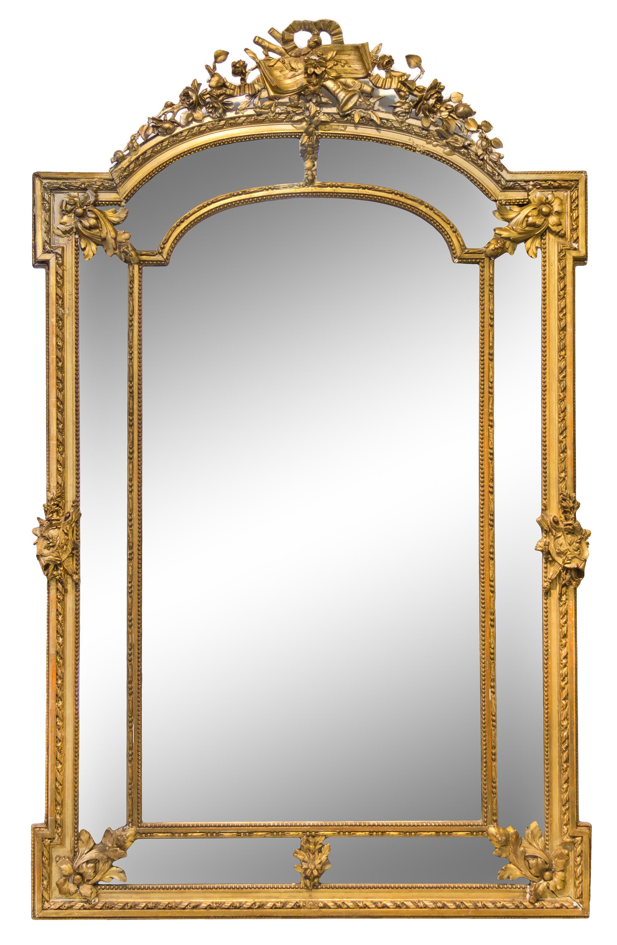 A Louis XVI Style Giltwood Pier Mirror Height 68 x width 40 1/2 inches. — LATE 19TH CENTURY