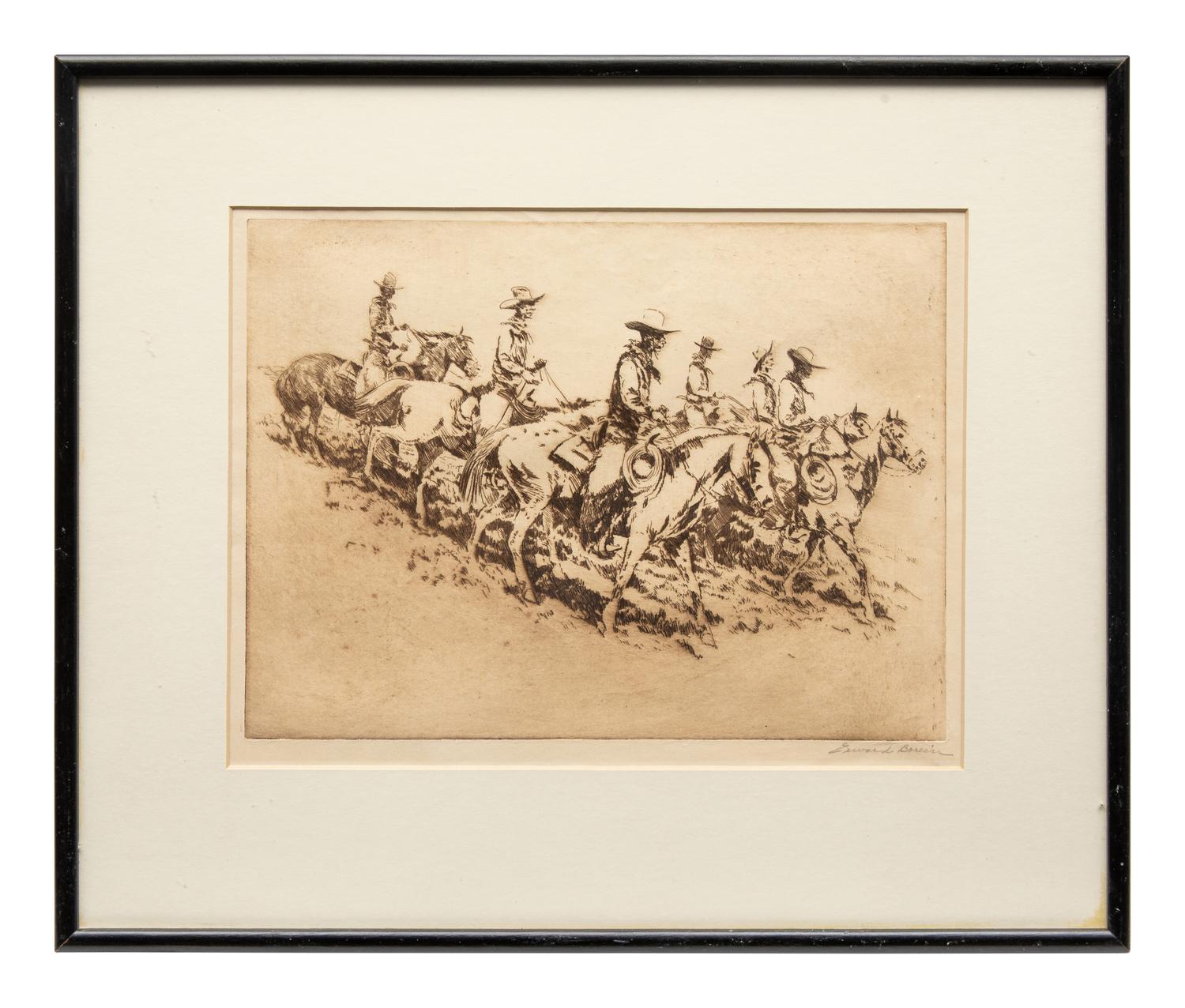 Seven Mounted Cowboys on Horses