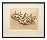 Seven Mounted Cowboys on Horses