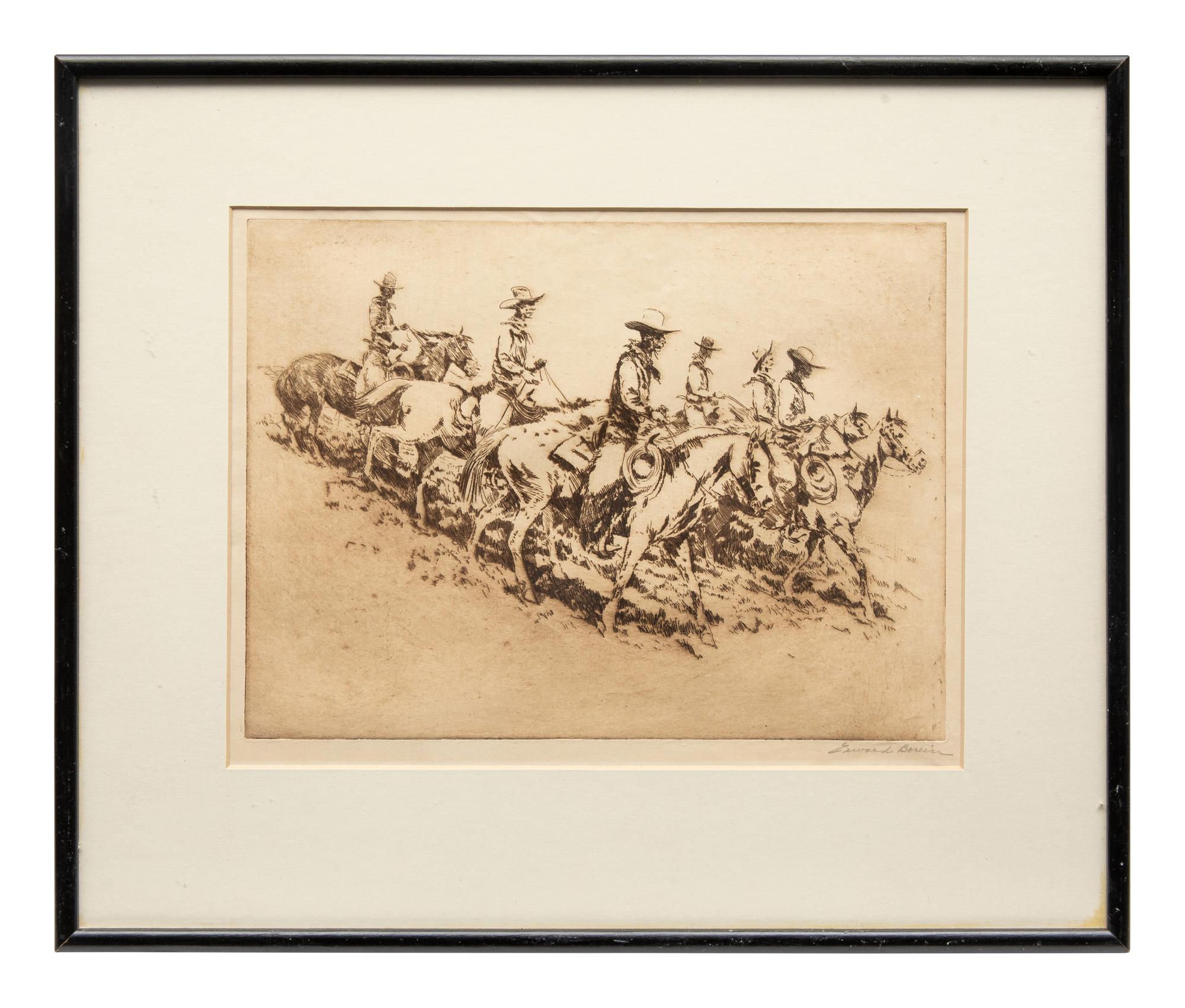 Seven Mounted Cowboys on Horses