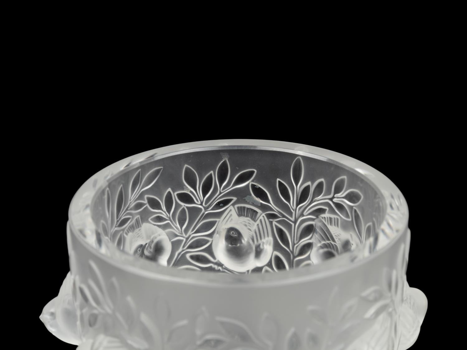 A Lalique Elisabeth Vase, Anemone Ornament and Four Floral Ornaments