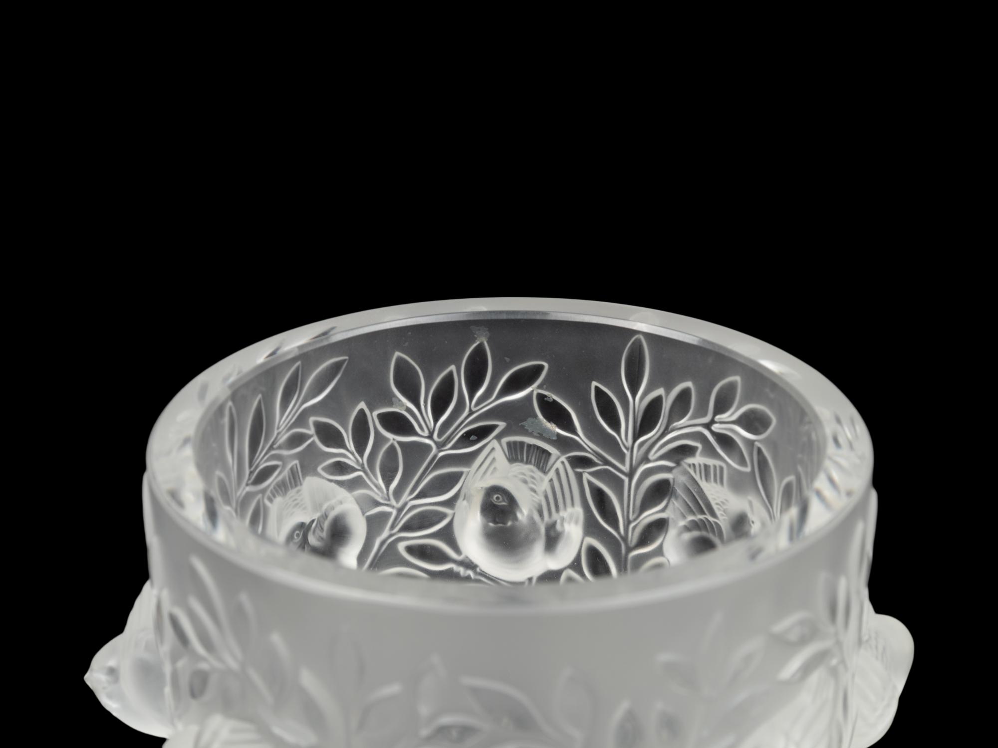 A Lalique Elisabeth Vase, Anemone Ornament and Four Floral Ornaments