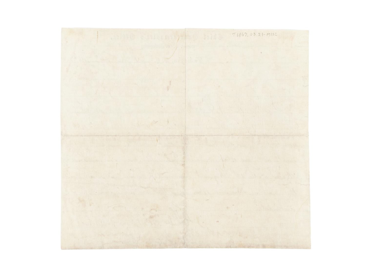 LINCOLN, Abraham (1809-1865). Autograph note, signed ("A. Lincoln"), as President, Washington, D.C., 7 April 1864.