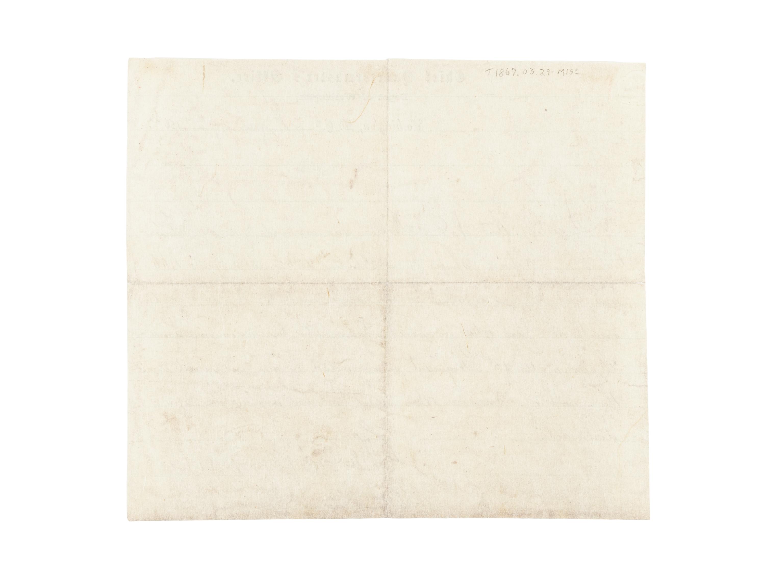 LINCOLN, Abraham (1809-1865). Autograph note, signed ("A. Lincoln"), as President, Washington, D.C., 7 April 1864.