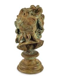 A Continental Patinated Bronze Head of a Man
