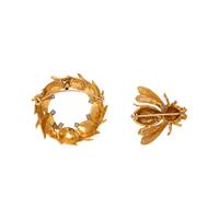 TWO YELLOW GOLD BROOCHES