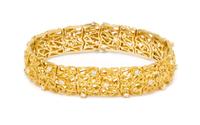 A Modernist 18 Karat Yellow Gold and Diamond Bracelet, Italian, 25.70 dwts.