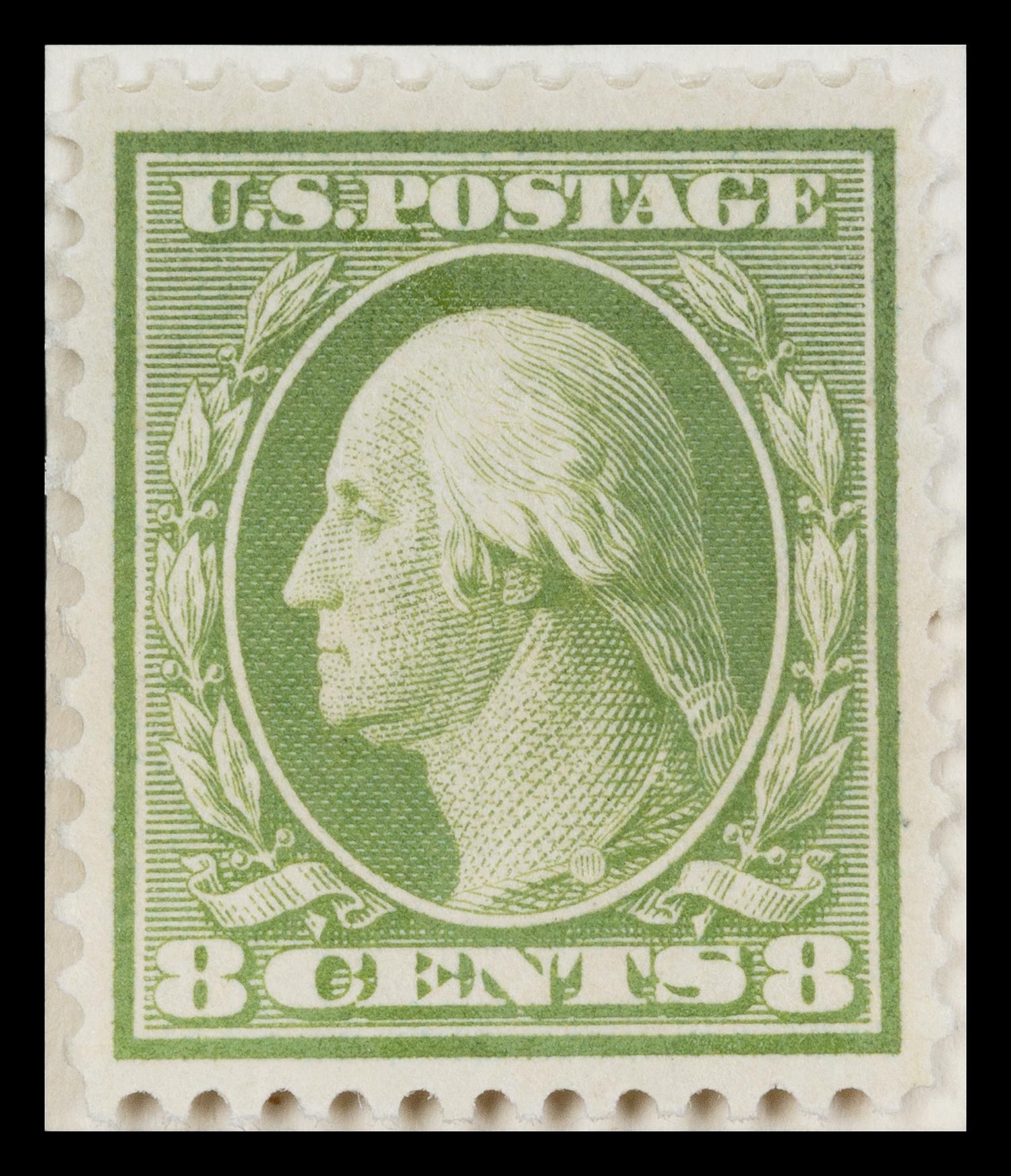 A United States 1909 Olive Green Bluish Paper: George Washington 8-Cent Stamp — #363