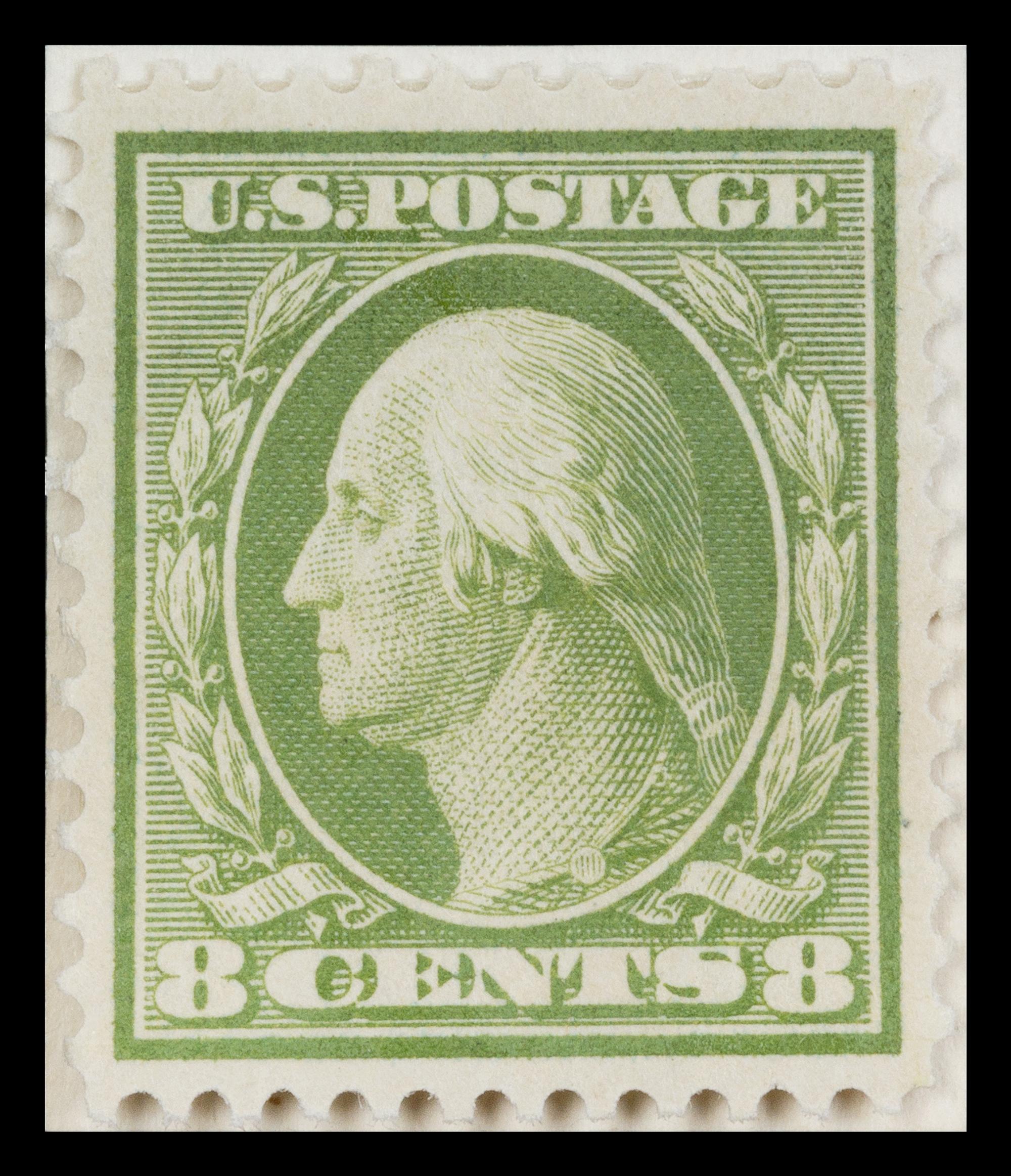 A United States 1909 Olive Green Bluish Paper: George Washington 8-Cent Stamp — #363