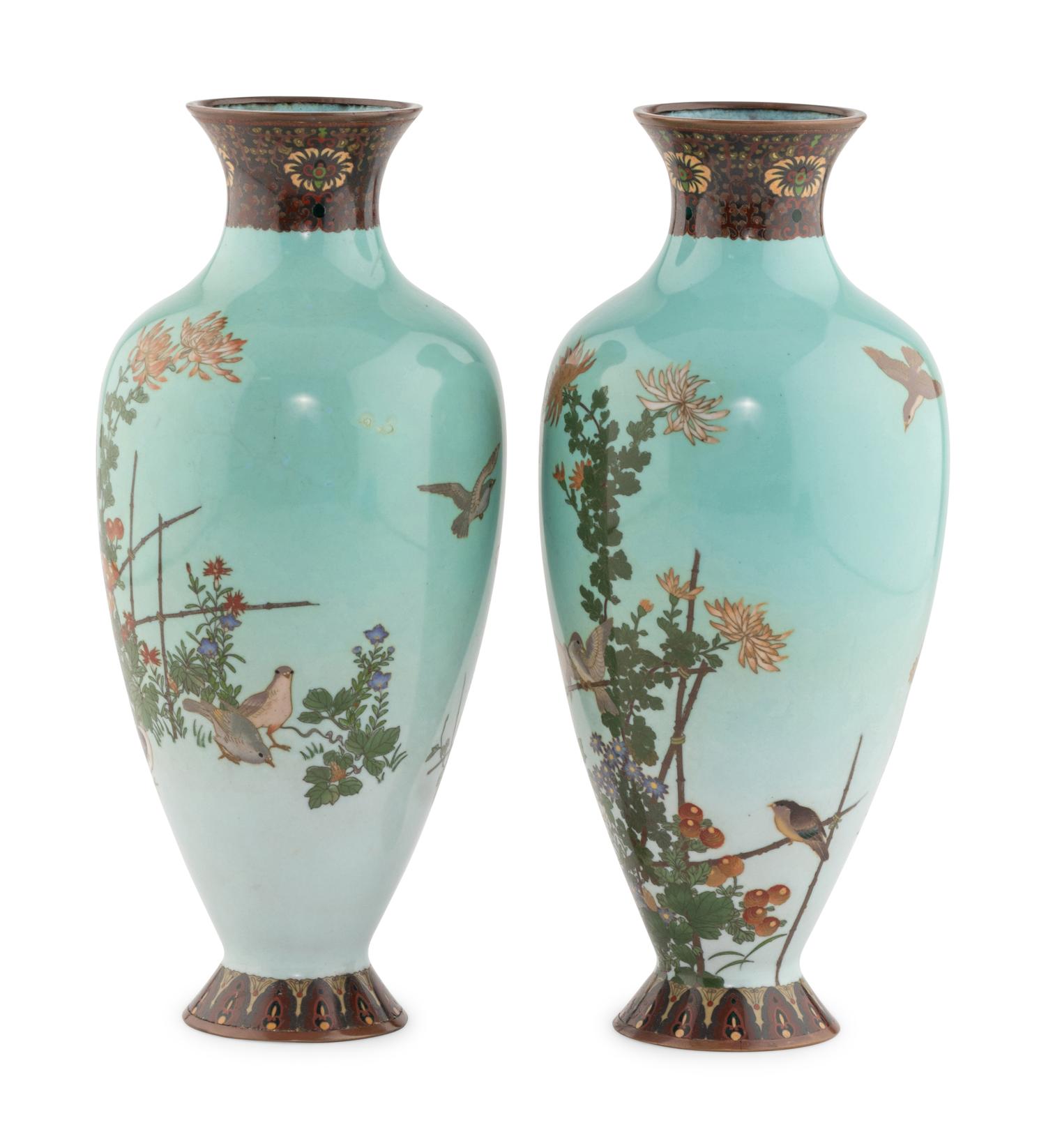 A Pair of Japanese Cloisonné Vases