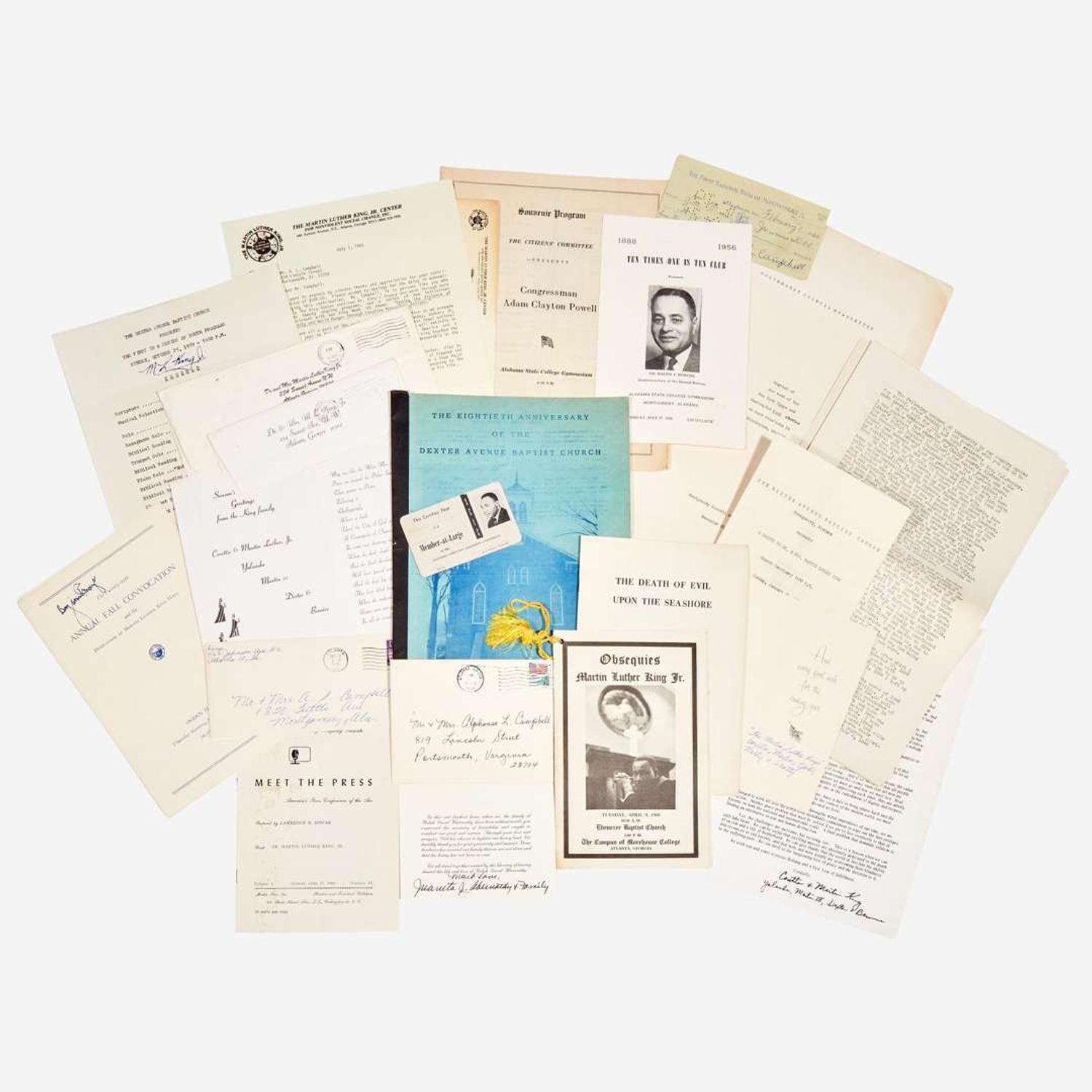 [African-Americana] [King, Martin Luther, Jr.] Group of 18 Items Related to the Civil Rights Movement in Montgomery, Alabama, and Alfonso and Lucy Campbell, ca. 1950s-60s