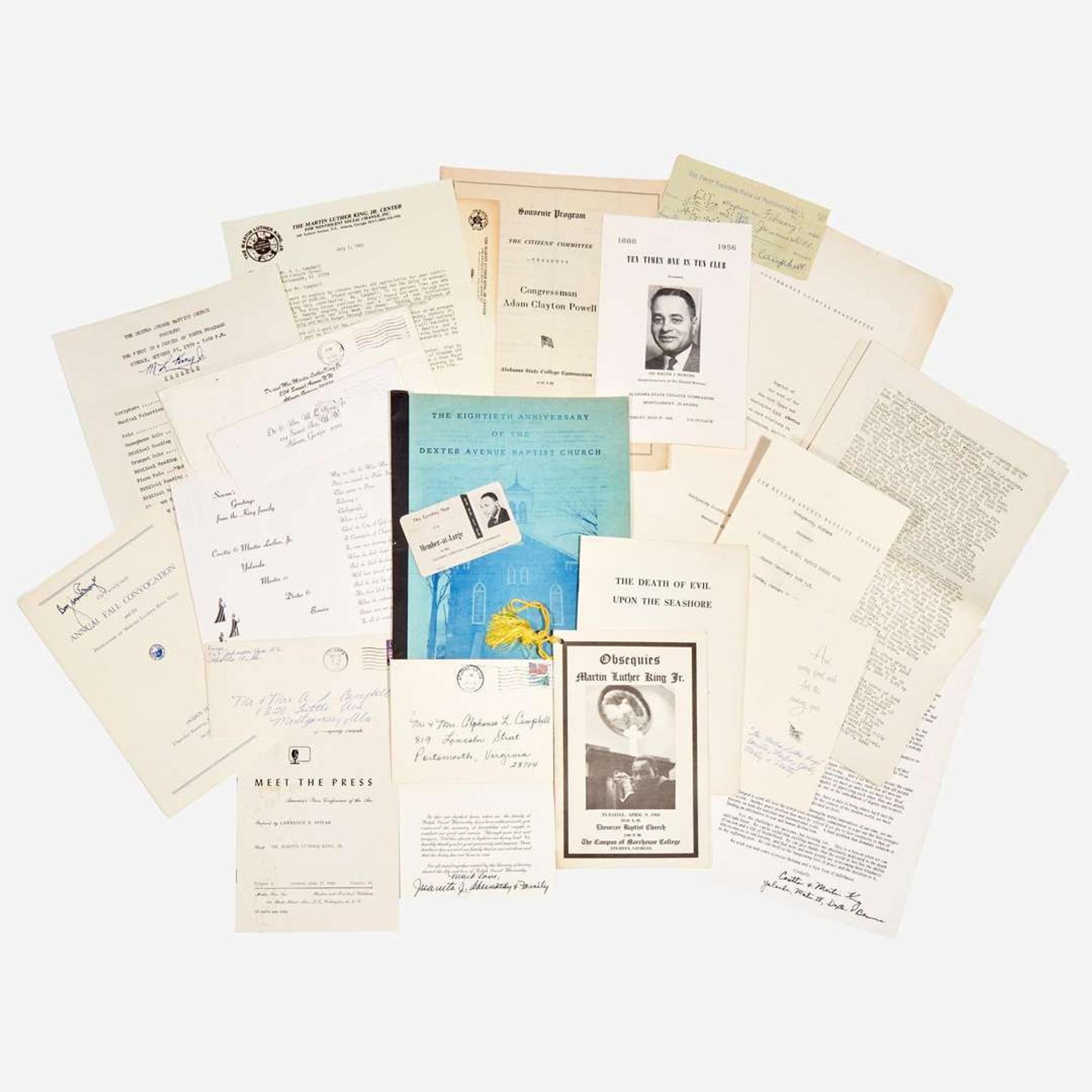 [African-Americana] [King, Martin Luther, Jr.] Group of 18 Items Related to the Civil Rights Movement in Montgomery, Alabama, and Alfonso and Lucy Campbell, ca. 1950s-60s