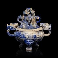 A Chinese Lapis Lazuli Incense Burner, 20th Century — 近代 青金石雙活環耳香爐