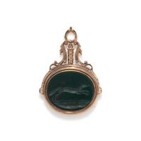 A Victorian Silver and Bloodstone Intaglio Stamp with a Fox