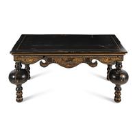 An Ebonized, Gilt and Polychrome Decorated Chinoiserie Table