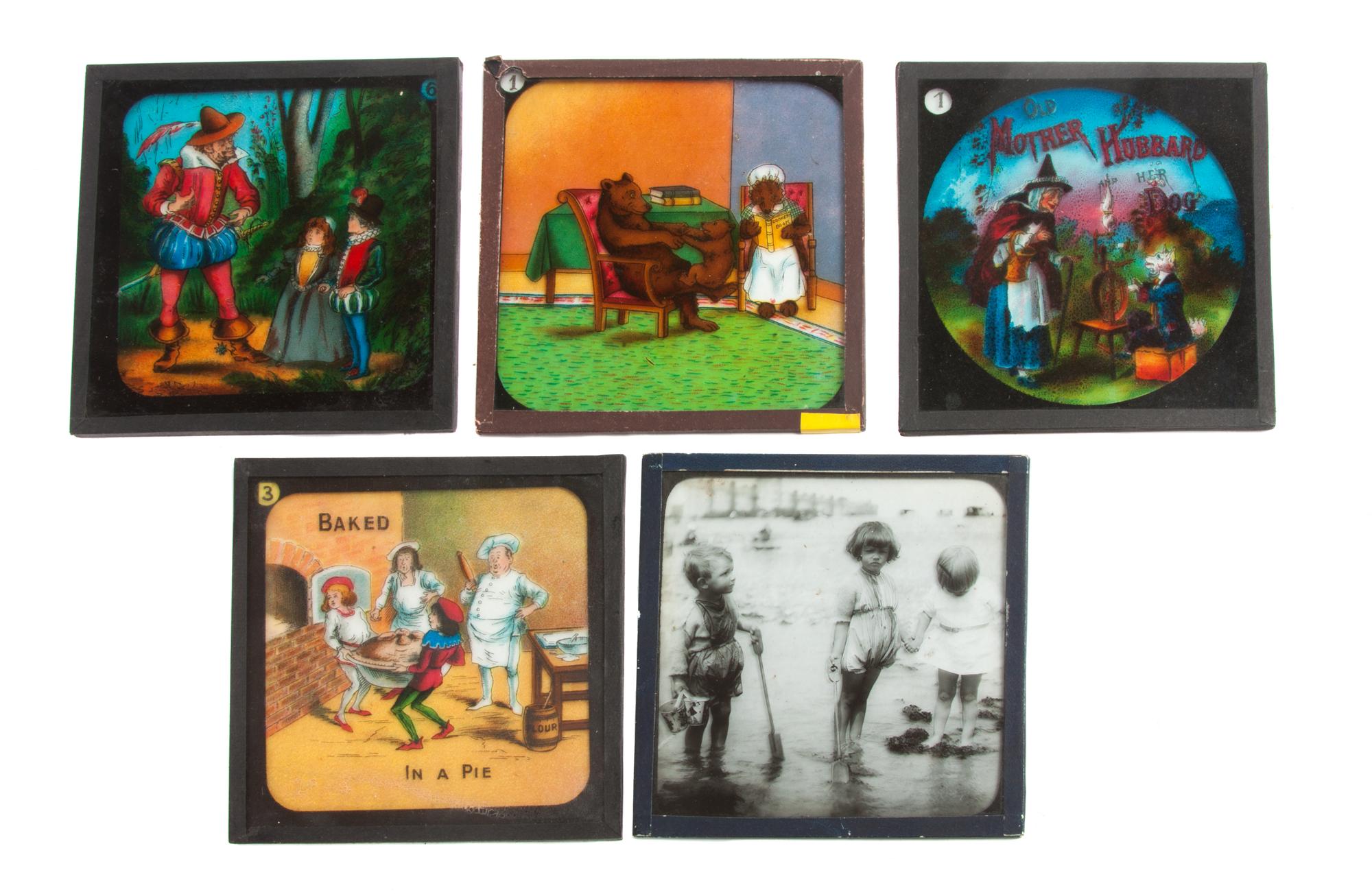 A Collection of Coloured Lantern Slides Each: 3 1/4 x 3 1/4 inches.