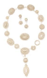 A Rose Gold and Seed Pearl Demi Parure, C.V. Dougherty Co., Circa 1860,