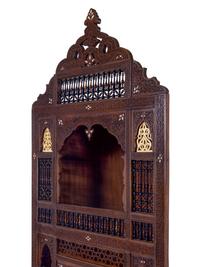 A Pair of Syrian Mother-of-Pearl Inlaid Corner Cabinets