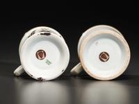 Two Porcelain Shaving Mugs Featuring Horse-Drawn Hearses