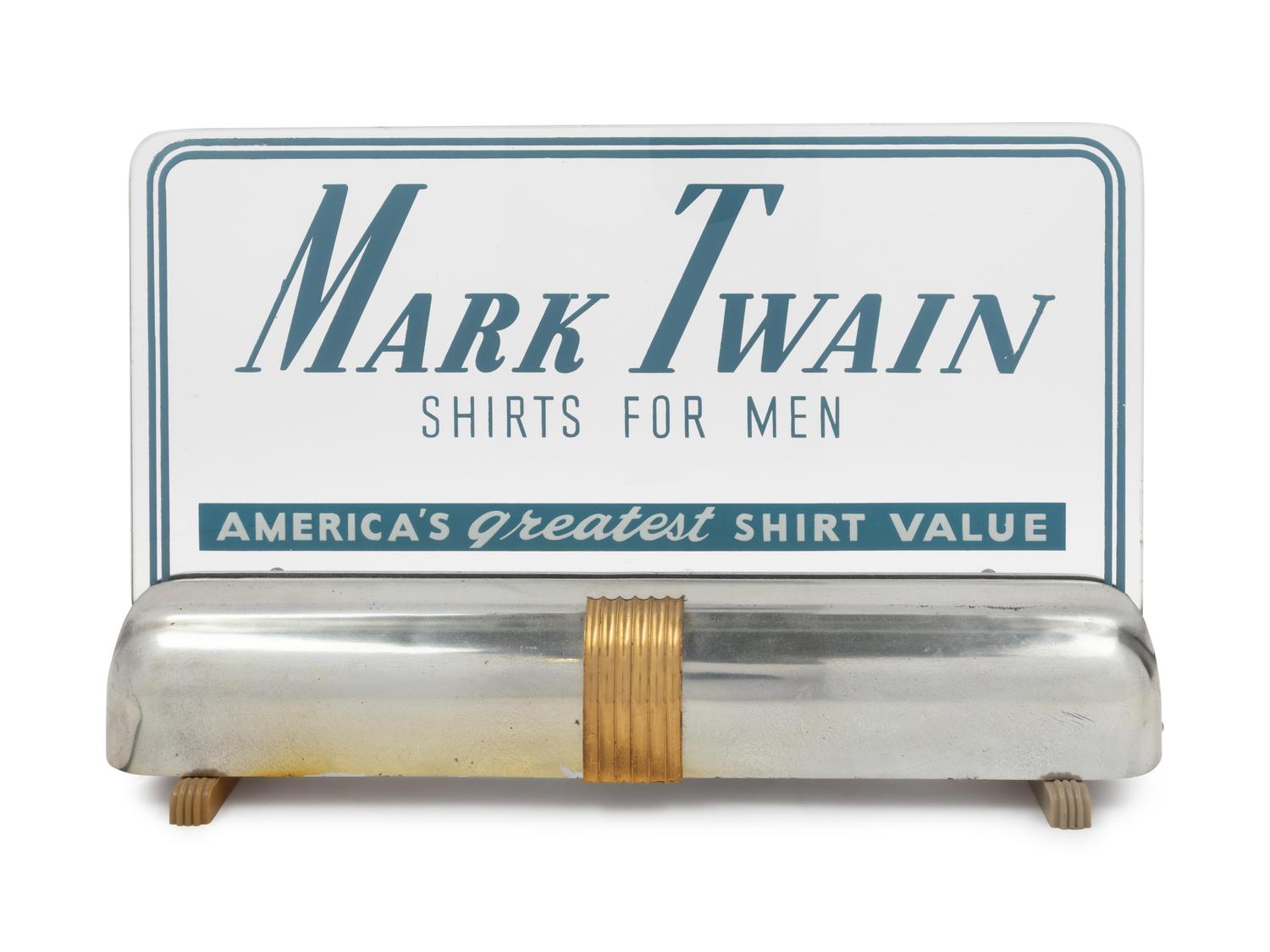 A Price Bros. "Mark Twain Shirts" Electrified Advertising Sign