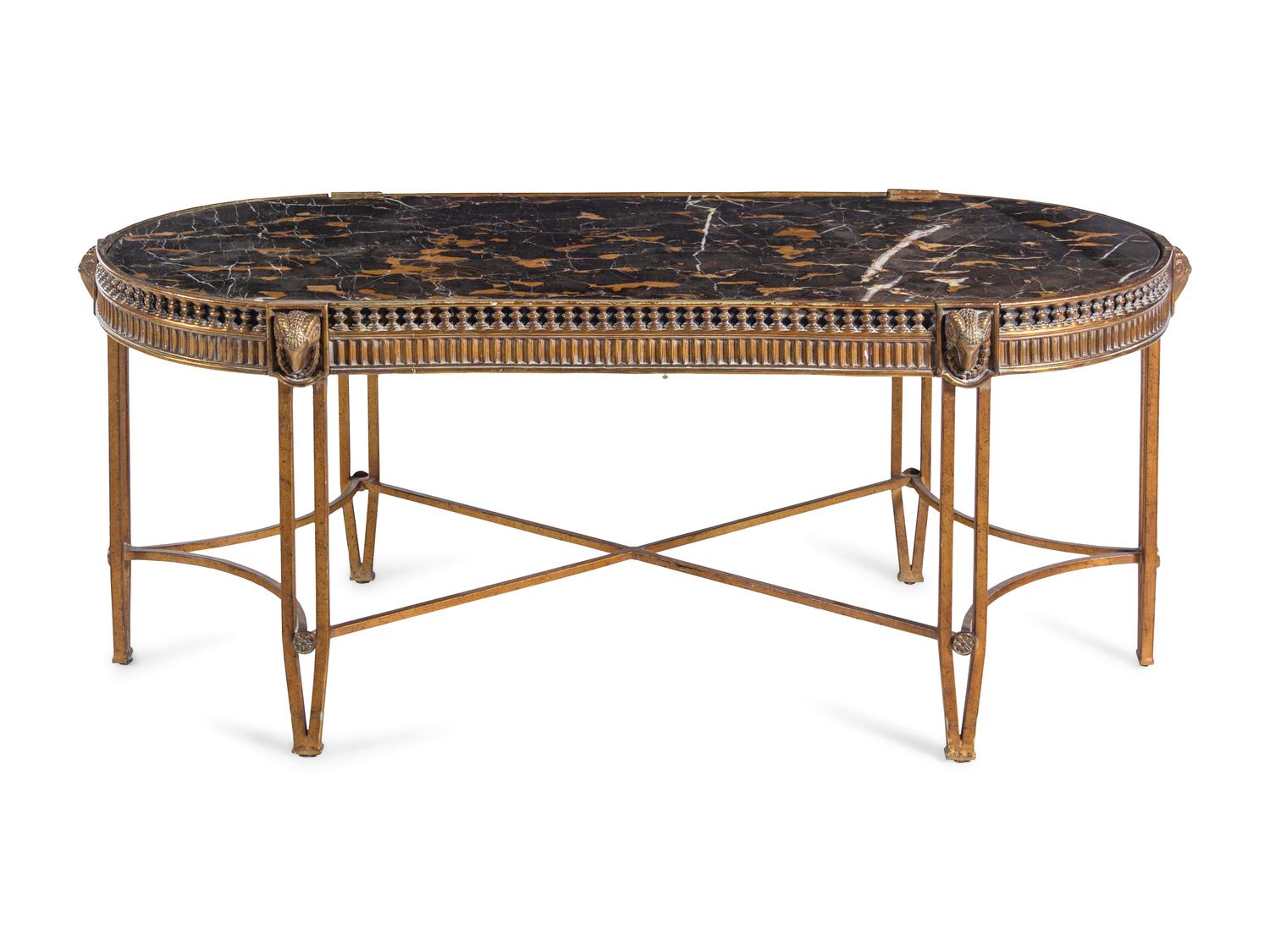 A Neoclassical Style Bronze and Marble Low Table
