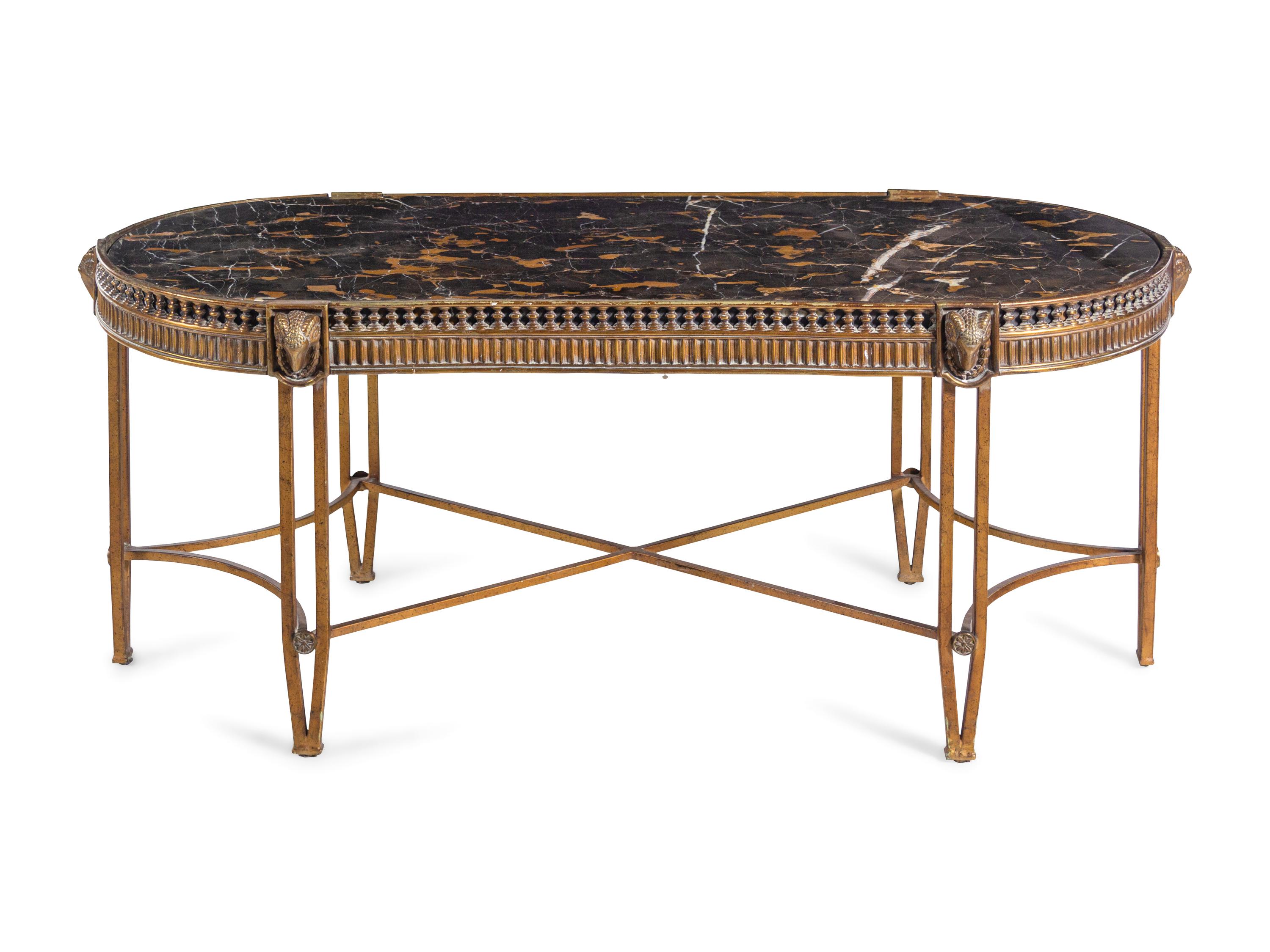 A Neoclassical Style Bronze and Marble Low Table