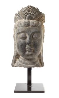 A Graystone Head of Guanyin Height 15 1/2 inches. — TANG STYLE