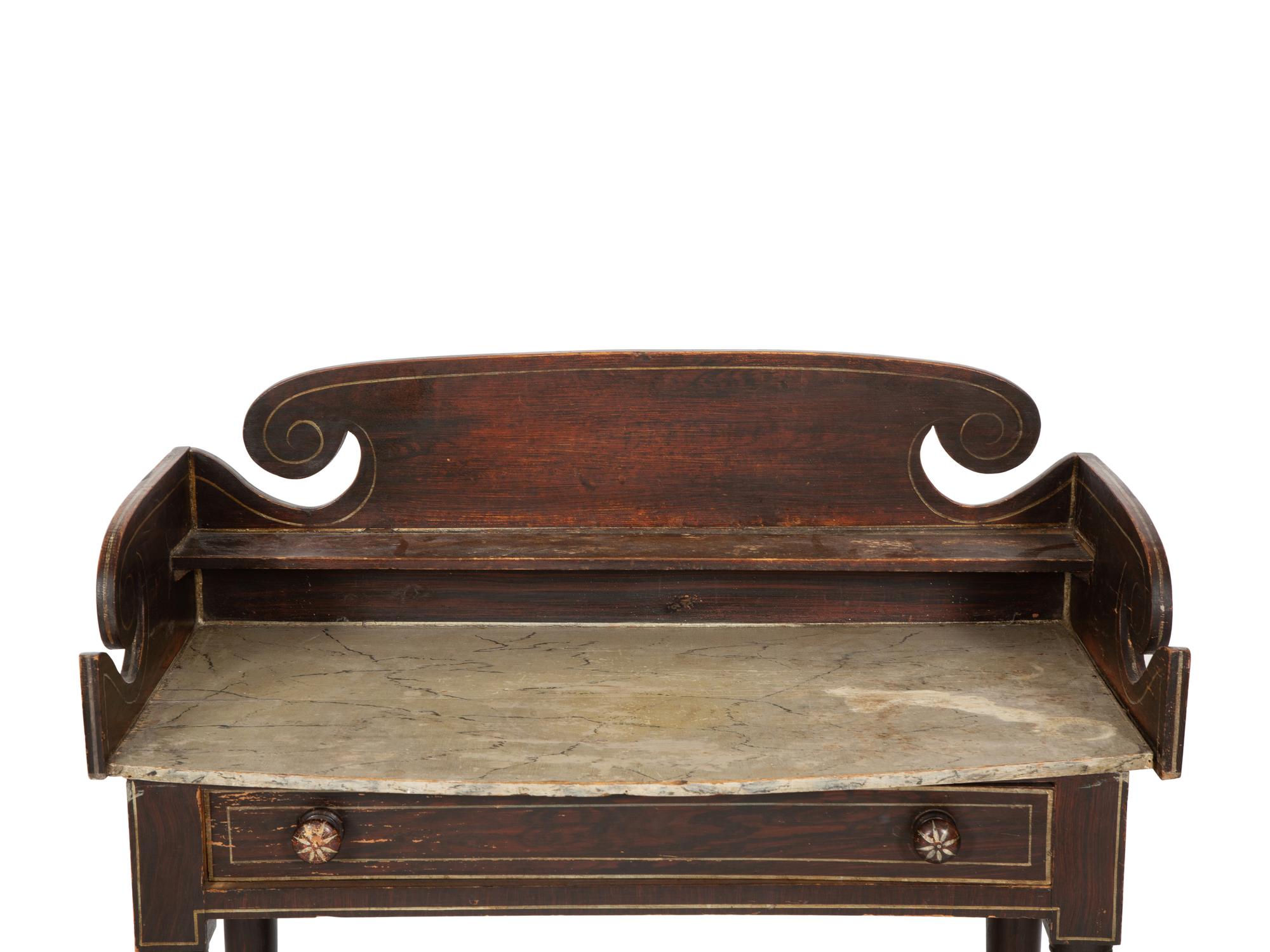 A Grain-Painted and Marbleized Dressing Table