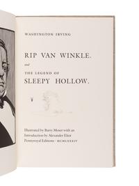 [MOSER, Barry, illustrator]. IRVING, Washington (1783-1859). Rip Van Winkle and The Legend of Sleepy Hollow . Northampton, MA: Pennyroyal Editions in association with Pioneer Publishing, 1984.