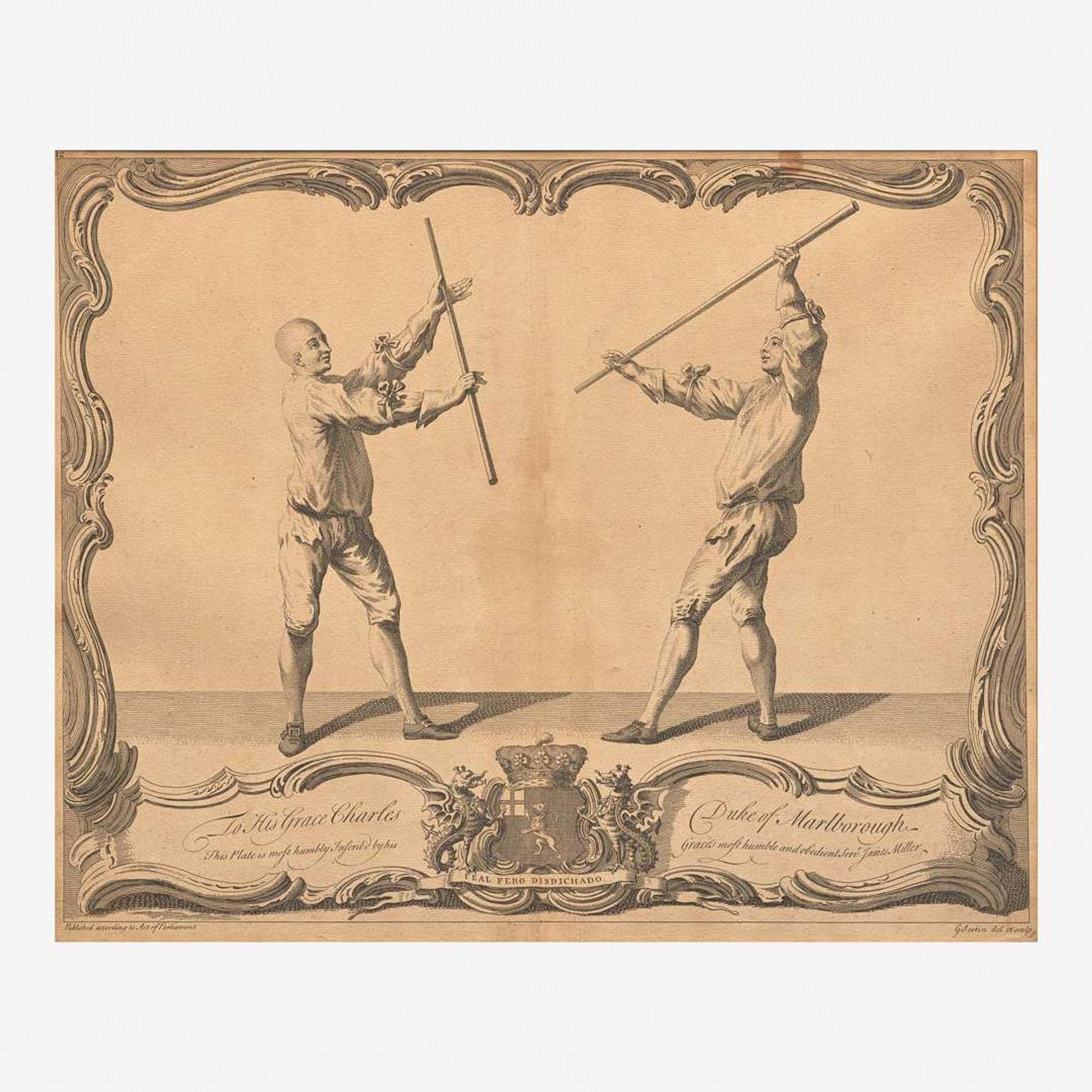 A Pair of Framed English Engravings Gérard Jean-Baptiste Scotin II (1698- ca. 1755)