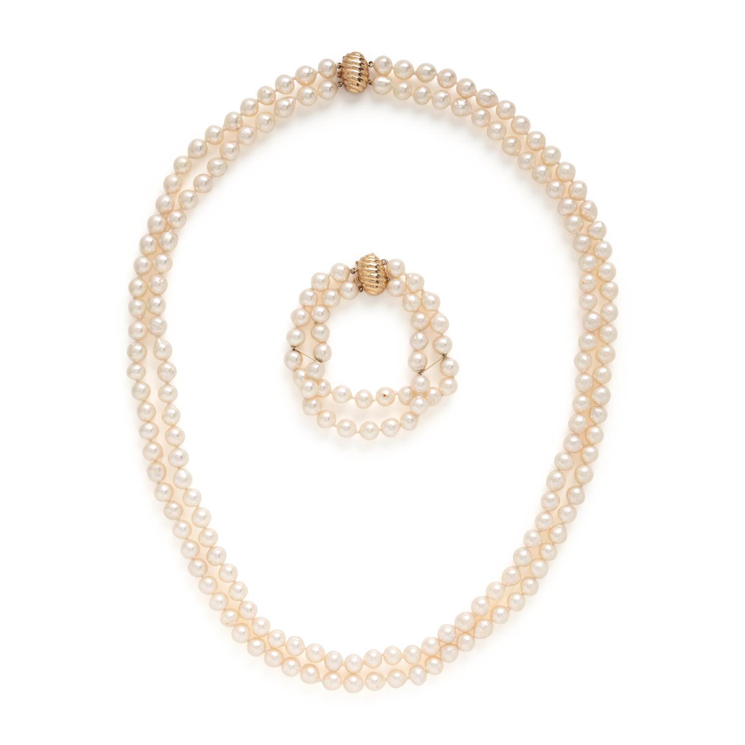 Cultured Pearl Necklace and Bracelet