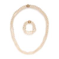 Cultured Pearl Necklace and Bracelet