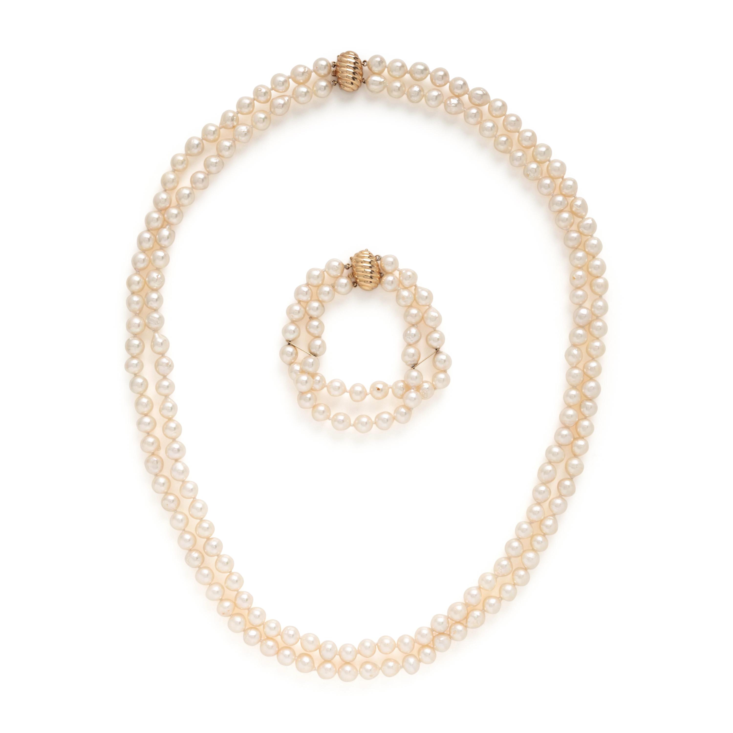 Cultured Pearl Necklace and Bracelet