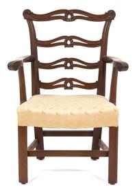 A Diminutive Chippendale Style Mahogany Open Armchair Height 26 3/4 inches. — 19TH CENTURY