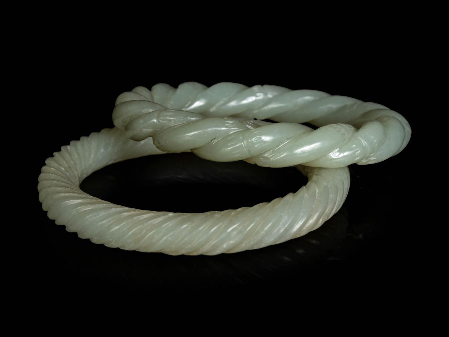 Three Chinese Carved Celadon Jade Articles