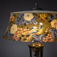 Reverse-painted Birds of Paradise lamp