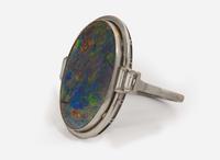 A Platinum and Opal Ring