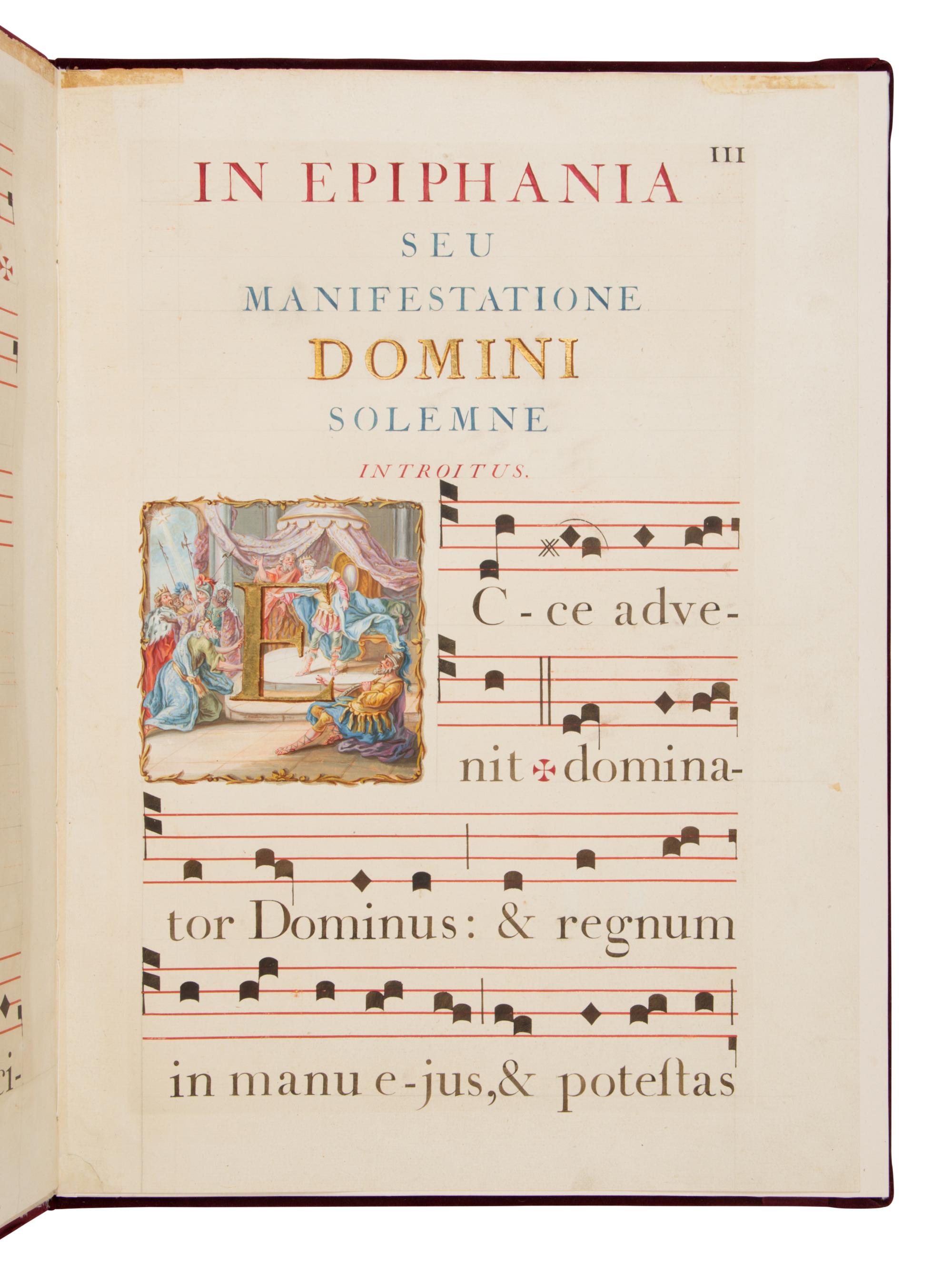 FRANÇOIS LAURENT GILBERT (scribe) (active, Paris, mid-eighteenth century) Benedictine Gradual (Fragment), in Latin, illuminated manuscript on paper [France, Paris, 1751]