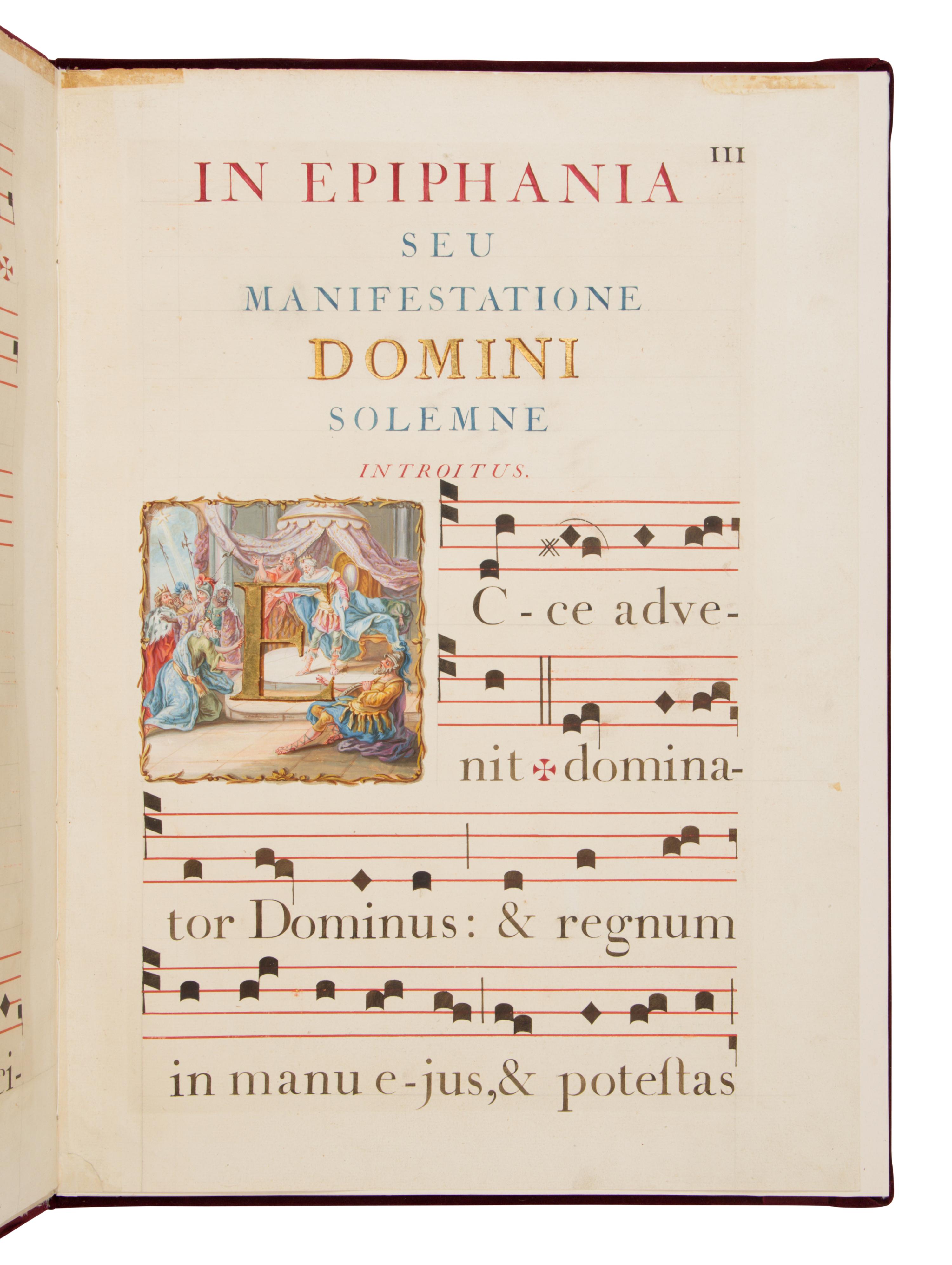 FRANÇOIS LAURENT GILBERT (scribe) (active, Paris, mid-eighteenth century) Benedictine Gradual (Fragment), in Latin, illuminated manuscript on paper [France, Paris, 1751]