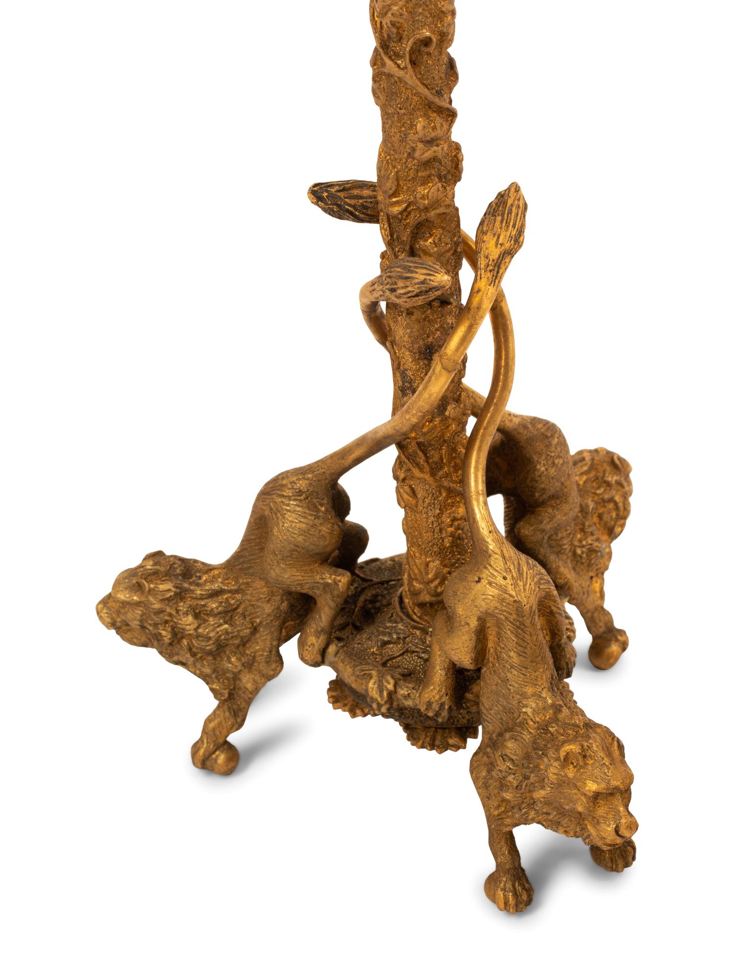 A Pair of English Gilt Bronze Candlesticks
