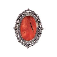 CORAL CAMEO AND MARCASITE PENDANT