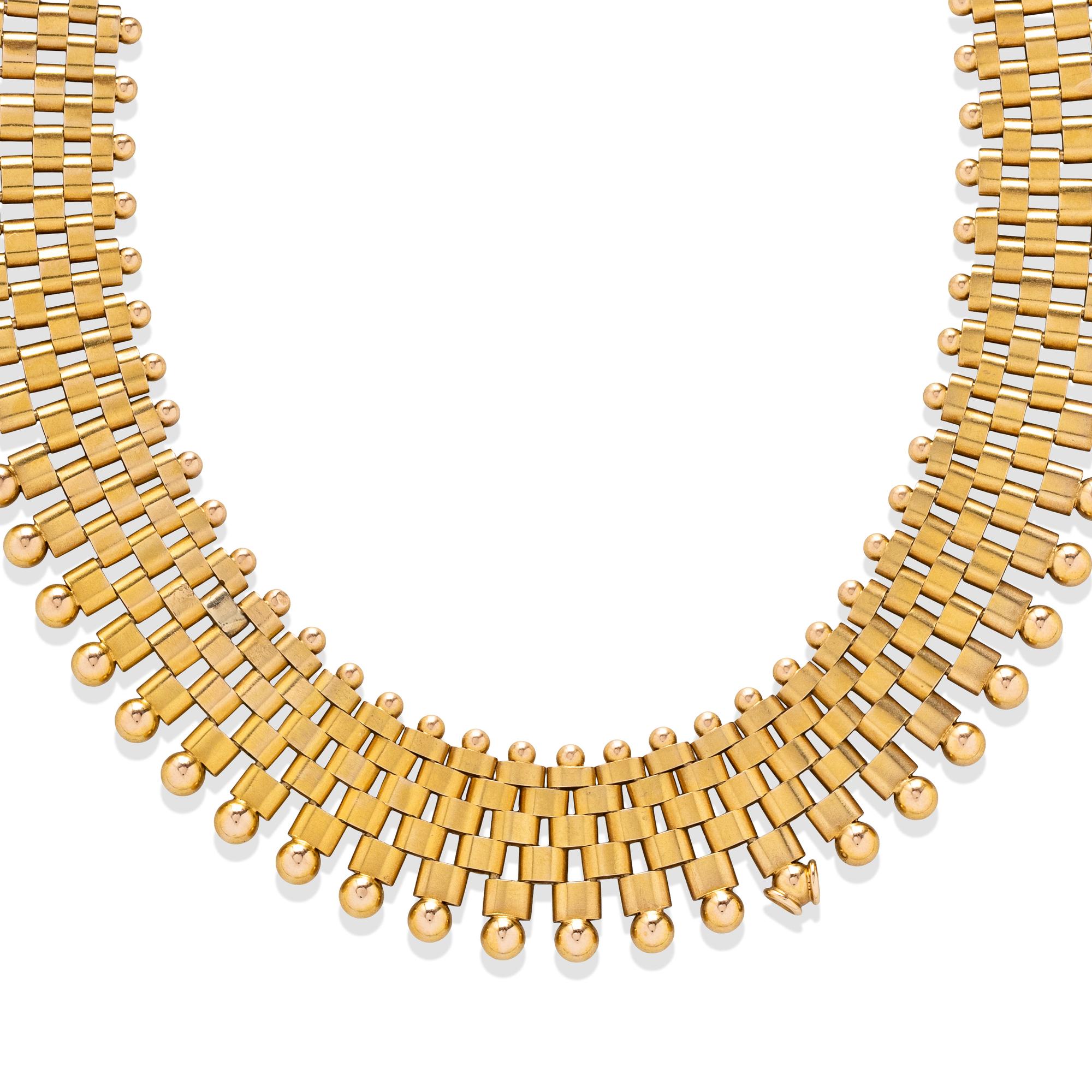 YELLOW GOLD FANCY LINK COLLAR NECKLACE