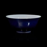 A Chinese Blue Glazed Porcelain Bowl, Qianlong Mark and Possibly of the Period 或乾隆 霽藍釉敞口盌