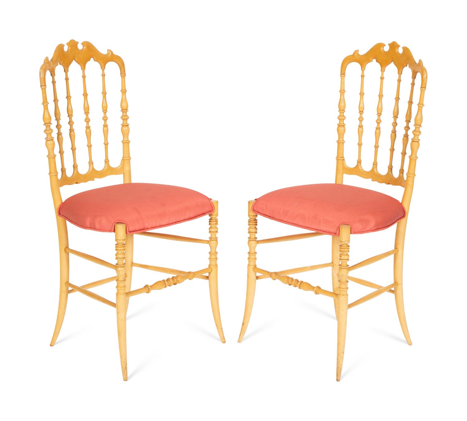A Pair of Chiavari Chair Company Turned Maple Accent Chairs